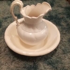 Late 20th Century Iron Stone Pitcher And Bowl